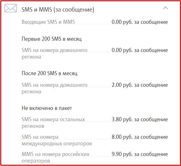 расценки SMS и MMS на тарифе мтс х